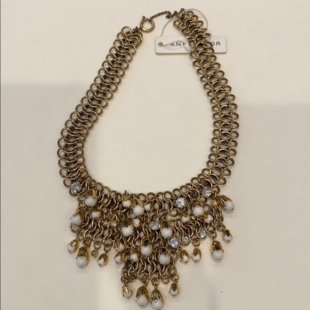 Ann Taylor Gold/White beaded Necklaces
